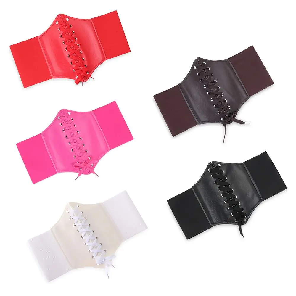 Skirt Decorations Dress Court Style Corset PU Leather Wide Waist Belt Female Waistband Cummerbunds Shaping Girdle Belt