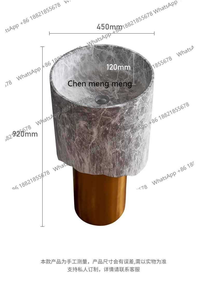 حوض عمود من الفولاذ المقاوم للصدأ فيلا فن تجاري مغسلة نمط رخامي حوض غسيل عمودي شخصي #6