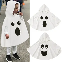 Halloween Child Boy Girl Cute White Ghost Print Demon Cape Cosplay Costume Kids Fancy Dress Performance Halloween Theme Party