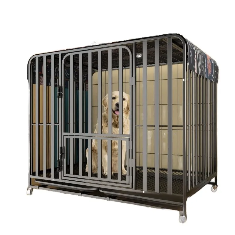 

Stainless Steel Dog Cage for Large & Medium Dogs with Toilet Home Indoor/Outdoor Use for Golden Retriever/Labrador Pet Supplies