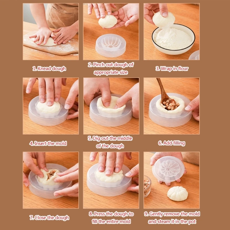 New Plastic Bun Mould Bun Maker Chinese Baozi Mold Steamed Bun Making Mold Baking DIY Dessert Kitchen DIY Tools Bakeware