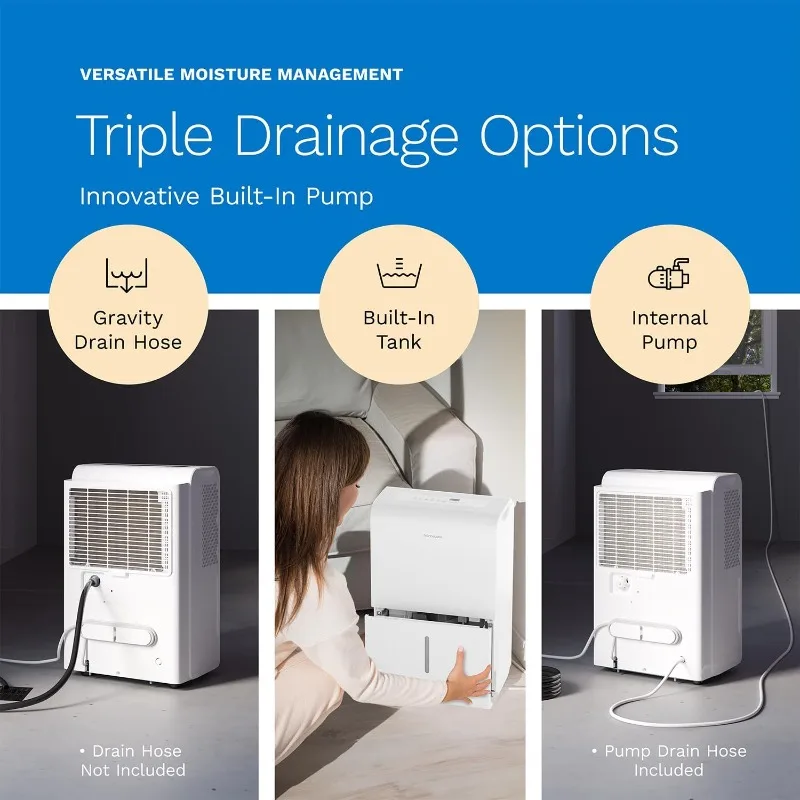 4500 Sq. Ft. WiFi-Enabled Dehumidifier with Pump - Superior Moisture Removal & Humidity Control for Large Rooms, Offices