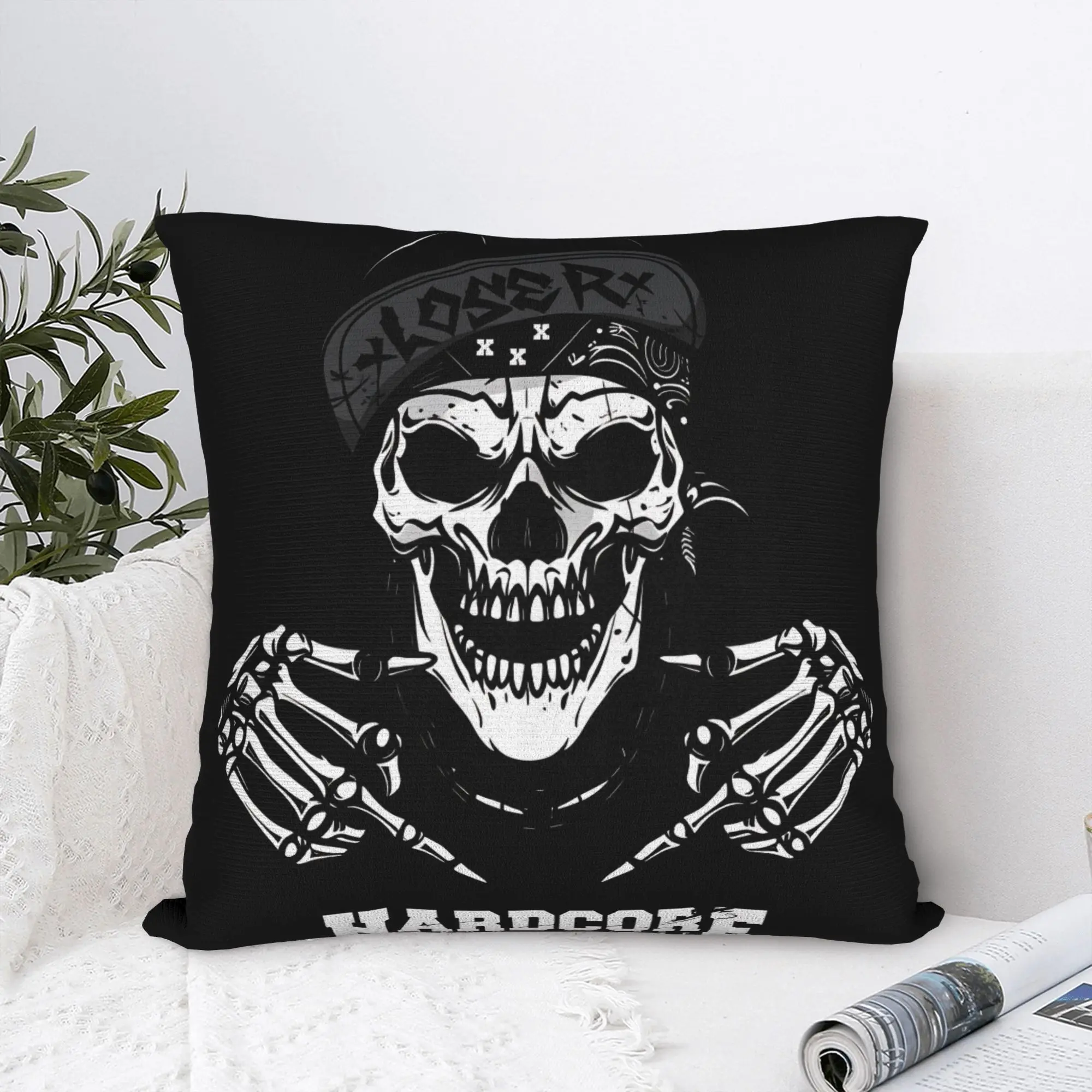 Black Grey Skull Face Día de los Muertos Pillow Case  Soft Pillow Cover For Living Room Sofa Morden Pillowcases