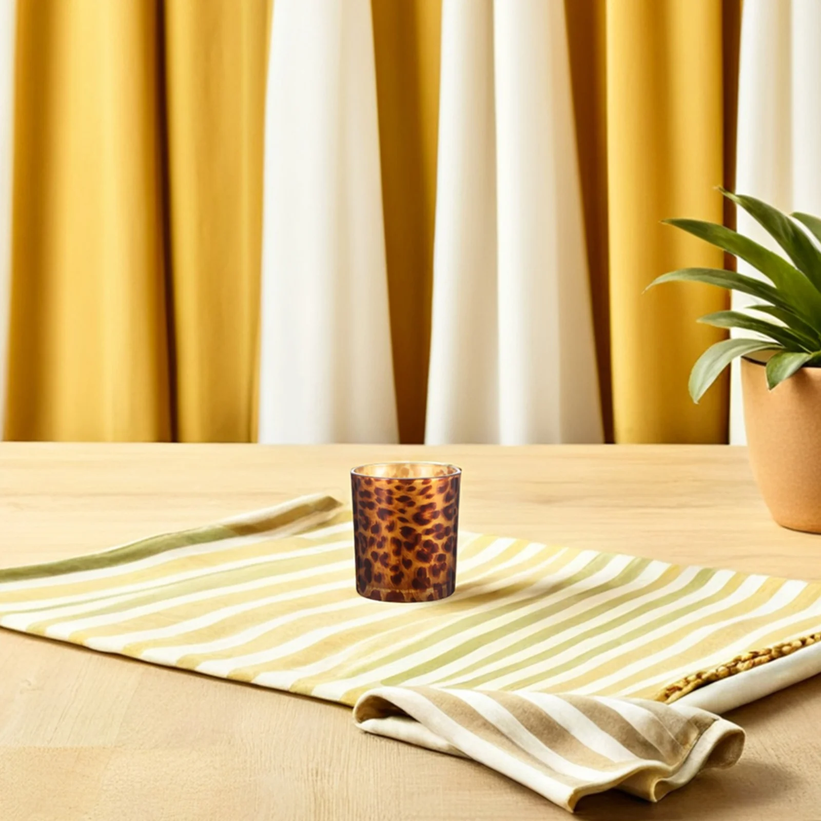 

2Pcs Glass Holder Cup Creative Leopard Print Tealight Holders for Desktop Bar Home Gathering Decorative Lighting