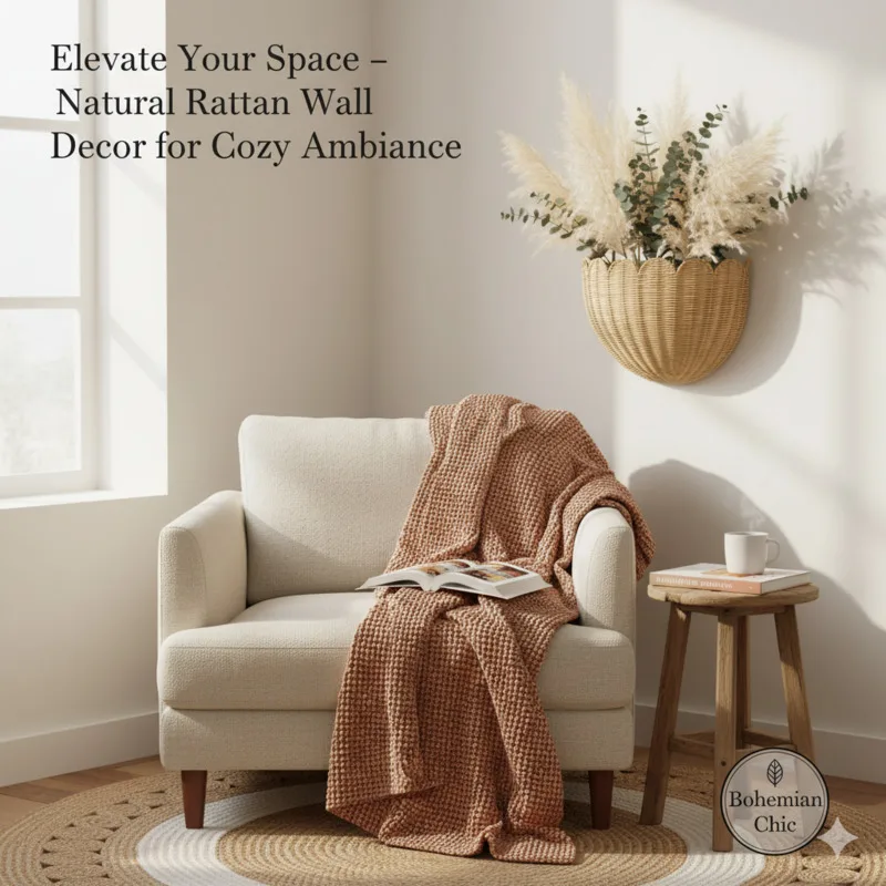 

Flowers 1Pc Boho Style Hand Woven Rattan Wall Hanging Basket, Versatile For Opening Storage Appliances Groceries, Portable New