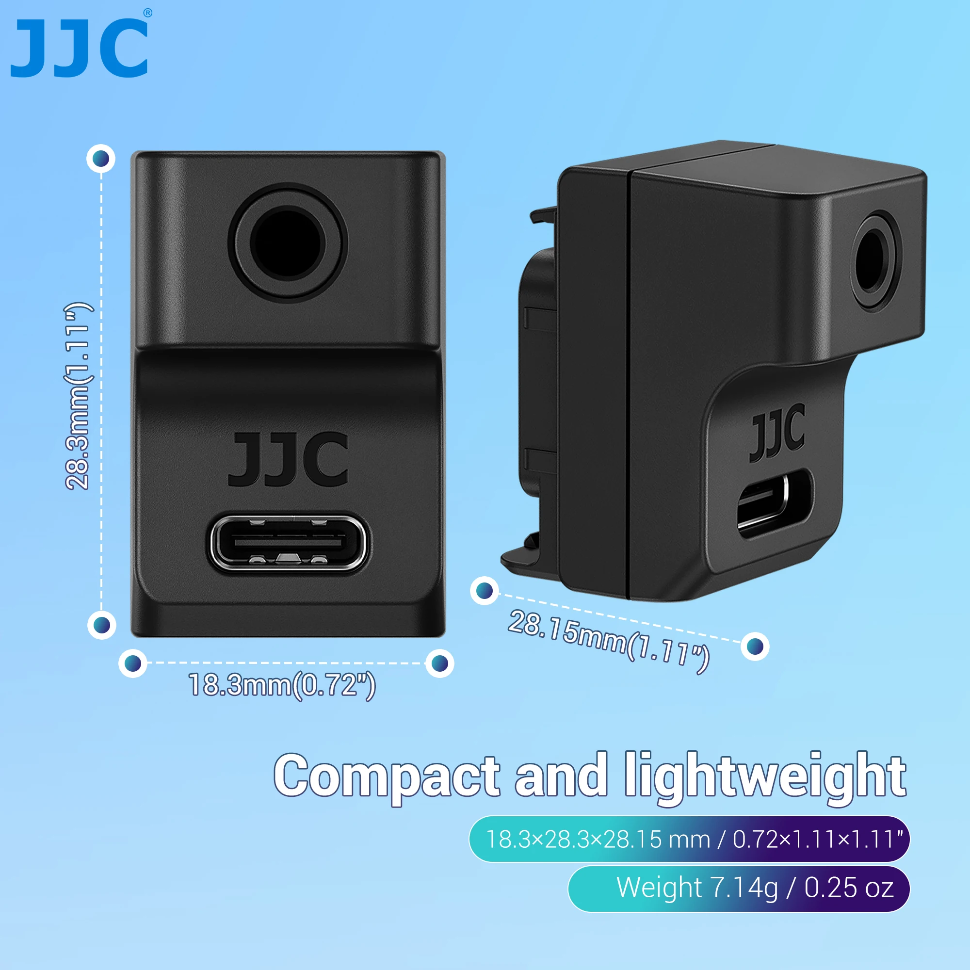 JJC Insta360 Ace Pro 2 Audio Adapter Mic Adapter For Insta 360 Ace Pro External Mic Type-C 3.5mm Audio Ports Support Charging