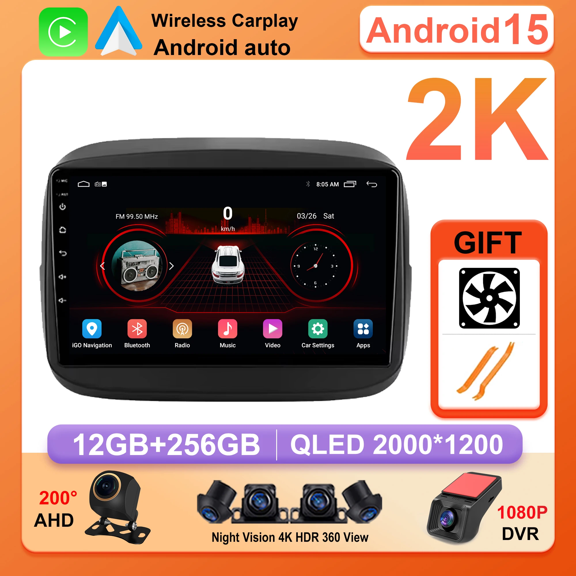 Android Auto For Fiat Mobi 2016 - 2022 Car Radio Carplay GPS Navigation 5G Wifi Stereo Screen Video No 2din Cam BT Head Unit