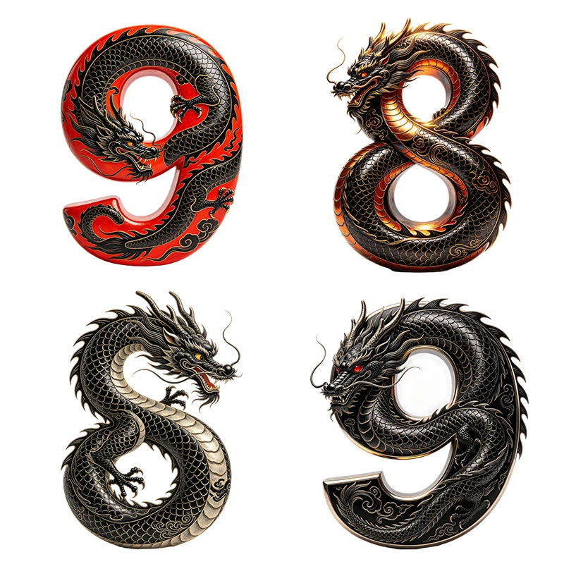 Three Ratels CAB113 Dragon pattern number 8/9 stickers for home decoration Motorcycle decal Personalized car stickers