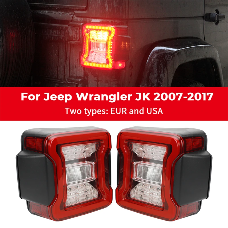 For JK Wrangler LED Taillight Tail Lamp For Jeep Wrangler JK 2007 - 2017 Car Rear Bumper Parking Back Up Reverse Brake Lights