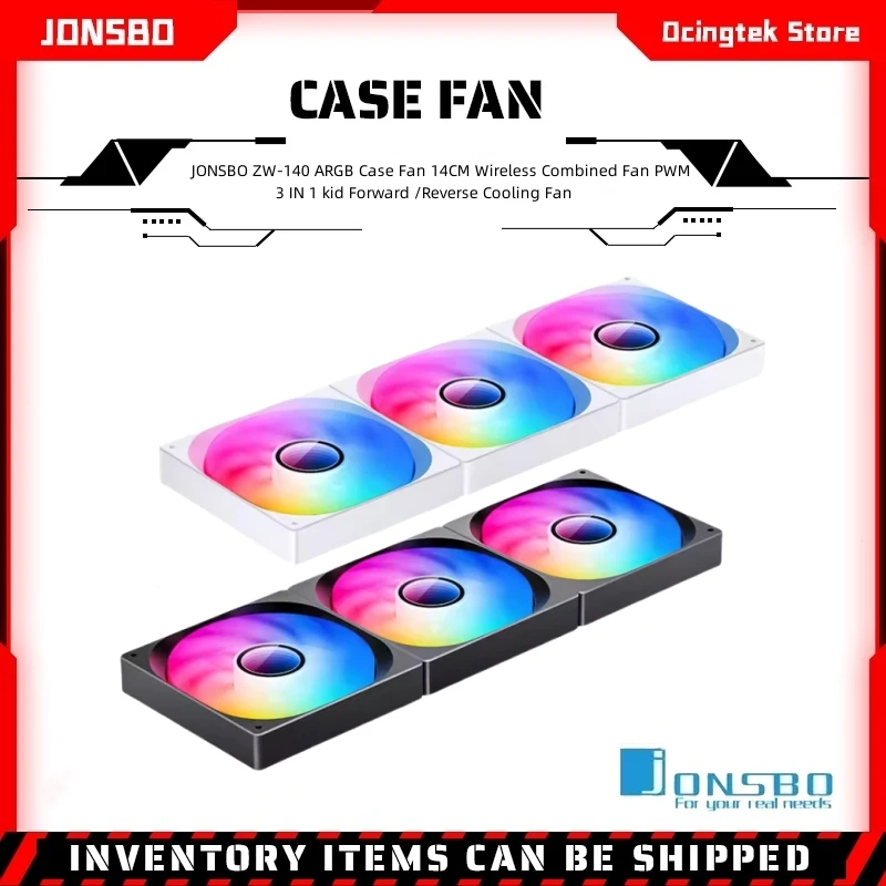JONSBO ZW-140 ARGB Case Fan 14CM Wireless Combined Fan PWM 3 IN 1kid Forward /Reverse Cooling Fan