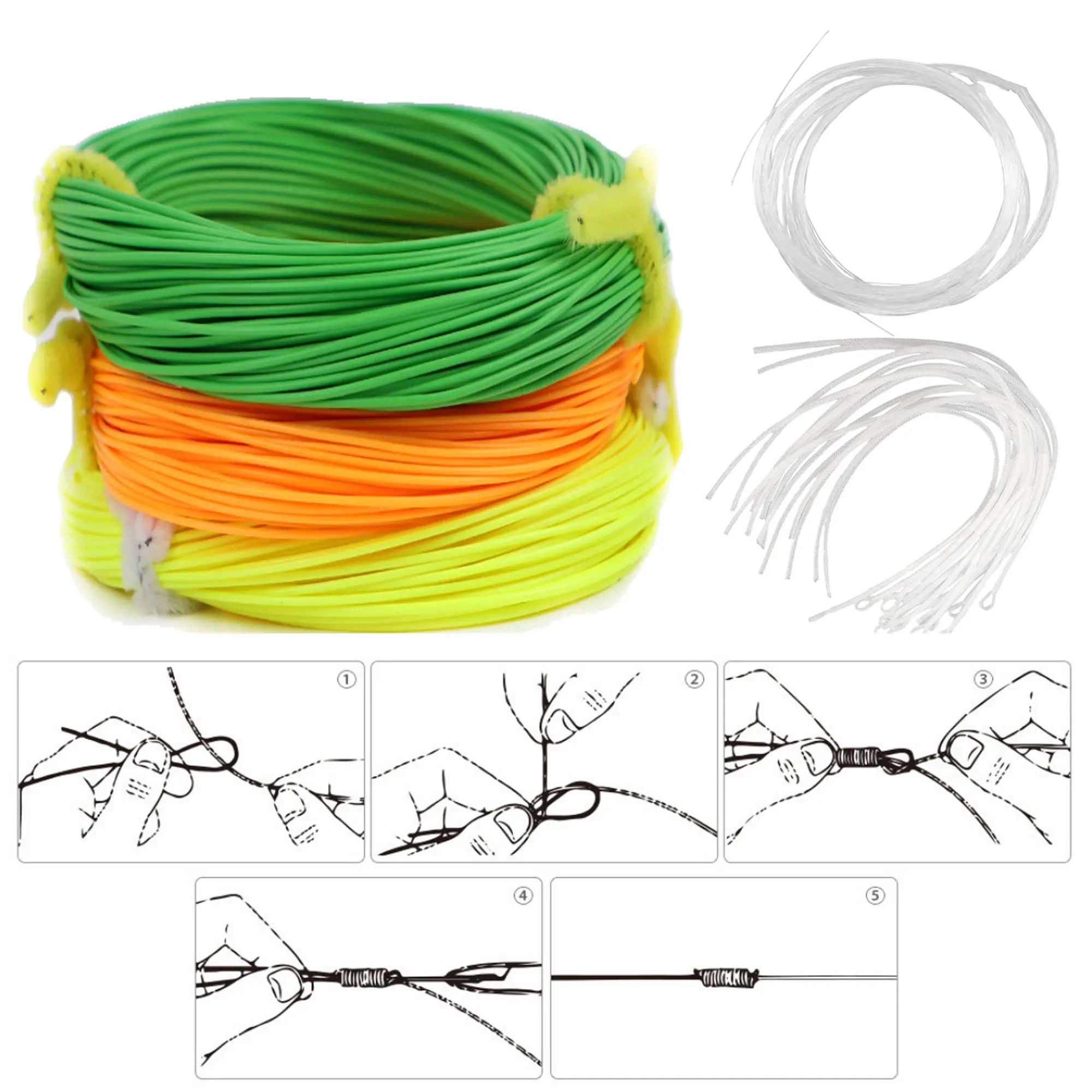 

21pcs Fly Fishing Line Tapered Leader+Weight Forward Main Line +Loop Connectors 50LB Monofilament Fishing Leader Wire