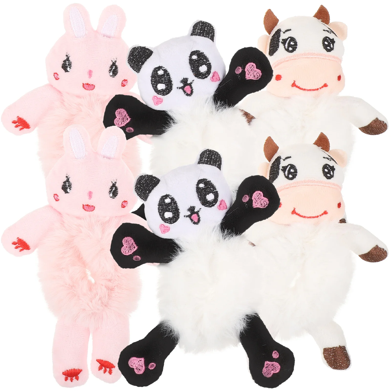 6 pezzi di cartone animato animale peluche anello per capelli cravatte pelose ragazze panda fluff elastici corde Miss