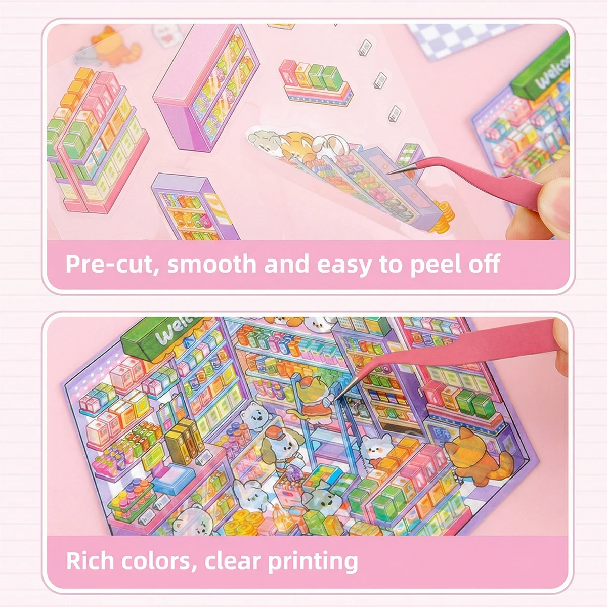 DIY 3D-Aufkleber-Szenen: Machen Sie Ihr Zuhause süß – Kawaii-Therapie-Aufkleber zur Stresslinderung, Weihnachts- und Oster-Aktivitäten, Geschenkidee für den Osterkorb – Detail 6