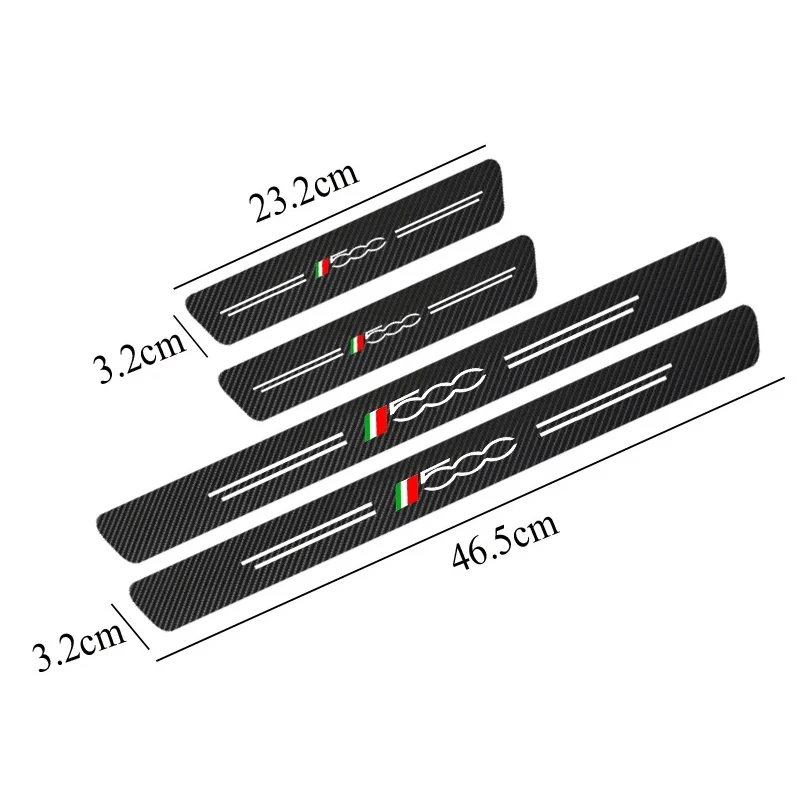 Carbon Fiber Door Sill Protectors 4Pcs Car Threshold Guard Exterior Accessories For Fiat Stilo Abarth 500 Tipo FR Doblo