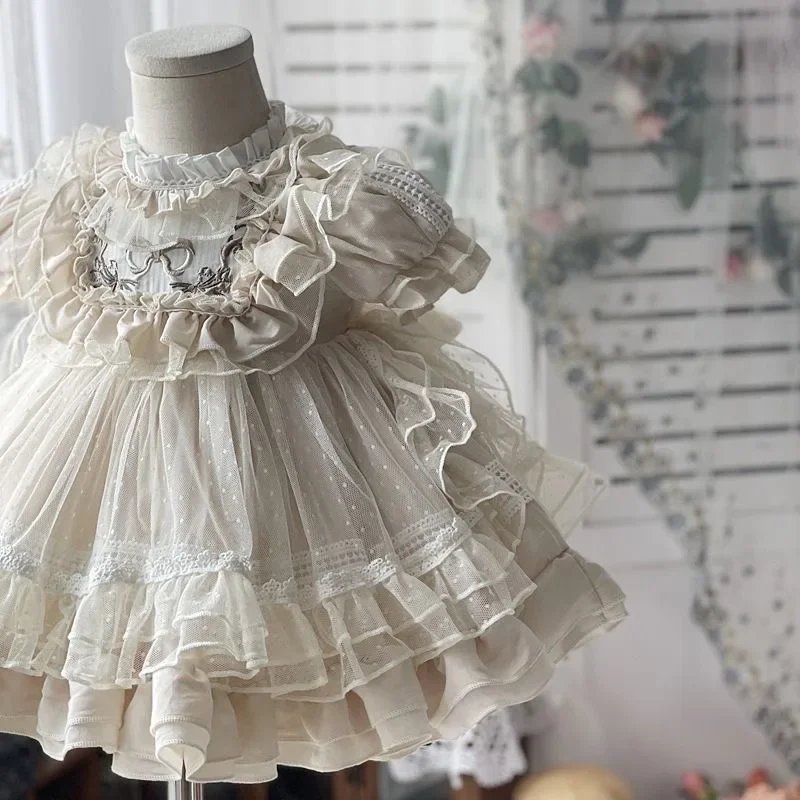 Lolita Skirt Dress Girl Baby Birthday Dress tutu Long Sleeves or Short Sleeves Including Bustle + Skirt + Headwear Birthday