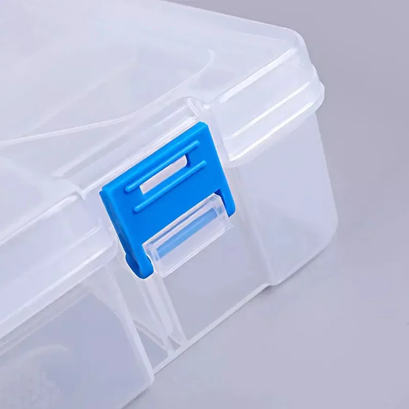 Transparent Multi Grid Parts Box Plastic Portable Storage Box with Cover Small Screw Tool Accessories Classification Grid Sample