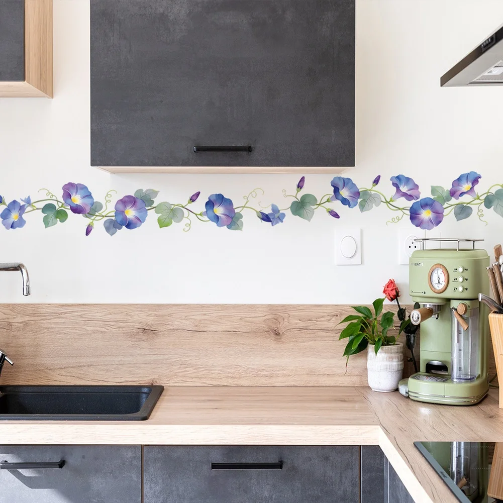 For Home Renovation Floral Wall Sticker Morning Glory Vine Home Decor For Bedroom Home Decor Vibrant Floral Design