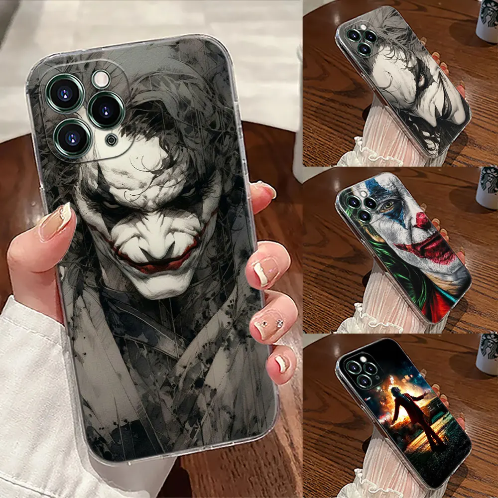 Cool Jokers Clown Transparent Phone Case For iPhone 17 Pro Max 17E 11 12 13 14 15 16 Pro Max 15 Plus 17 Air 16E 7 XS Soft Cover