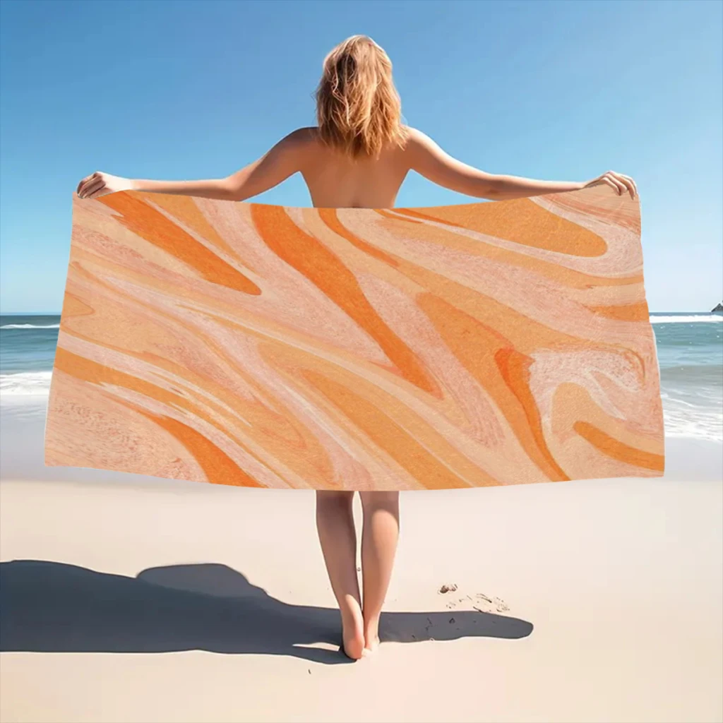 Peach Abstract Beach Towel  Poncho Bathing Towels Cover-ups Quick Dry Sand Free Yoga Spa Gym Pool