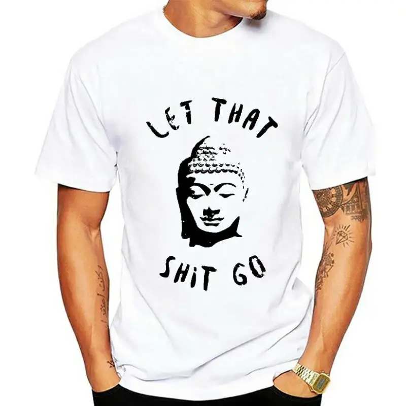 Let that sht go t-shirt in heather mint colour - nice light fitting Zen yoga buddhist vibes slogan tee men t shirt