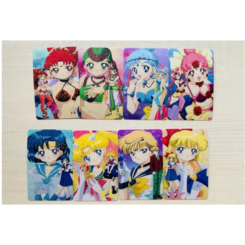 11 Sheet Sailor Moon Flash Card Tsukino Usagi Aino Minako Chibiusa Diy Stickable Series Action Toy Figures Anime Game Collection