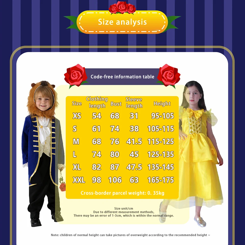 Lion and Princess Costume Couple Cosplay Outfit Fairy Tale Role Play Dress Up for Halloween Party Carnival Family Birthday Stage