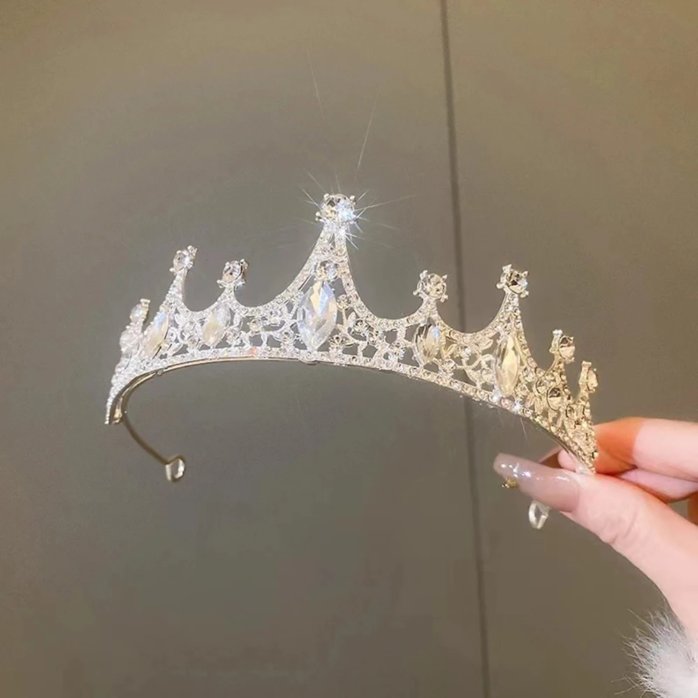 1 Pc Luxurious Women's Crown Sparkling Rhinestone Wed Party Holiday Girl Headband Bride Headdress Elegant Versatile Jewelry Gift