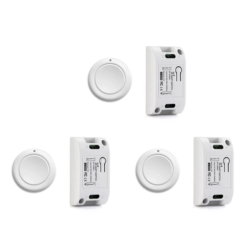 Hot 3X Smart Home Wireless Light Switch RF 433 Mhz Remote Control AC 110V 220V Receiver Push Button Ceiling Lamp Switch