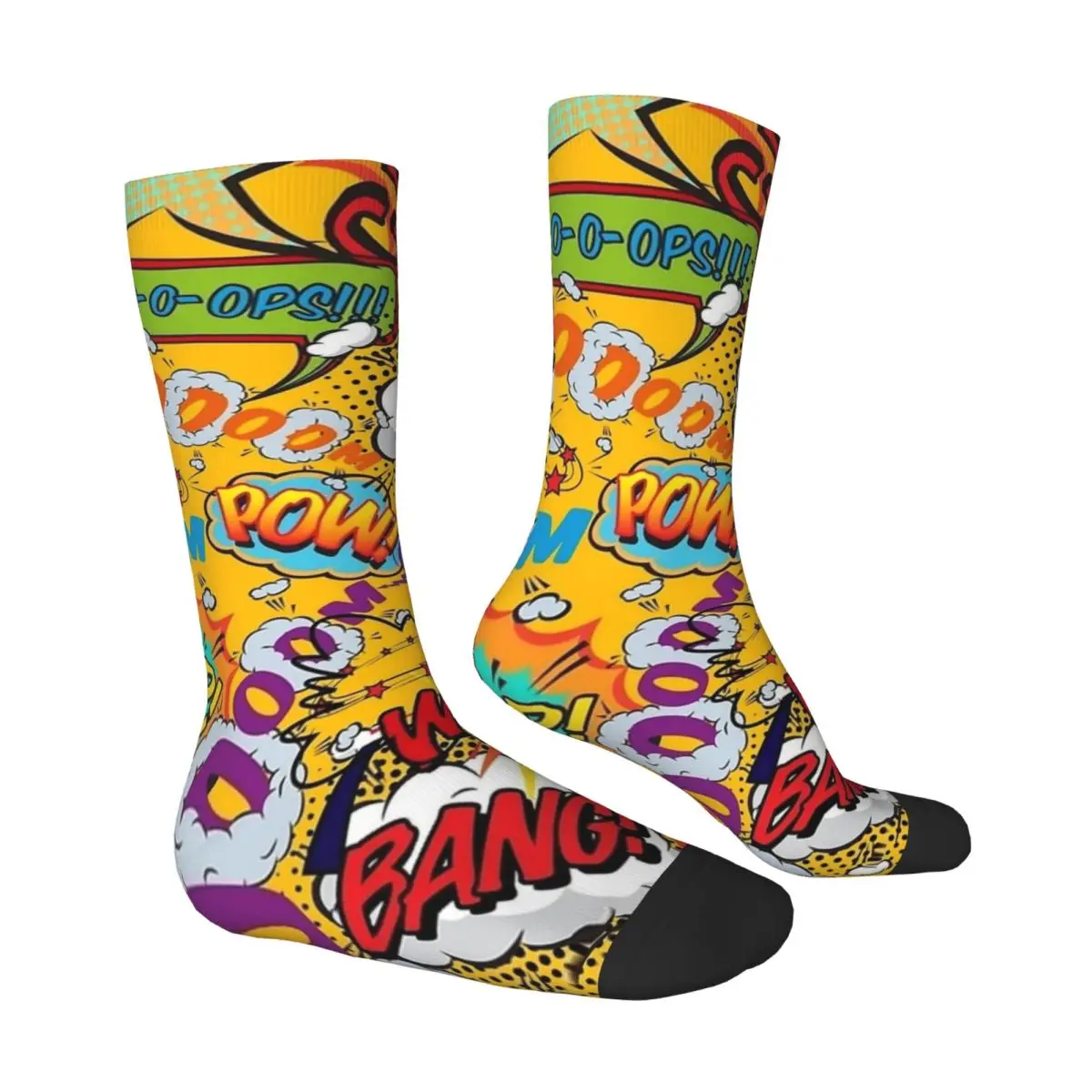 Comic Book Pop Art Shout Outs Fun Cartoon Socks Autumn Stockings Casual Couple Breathable Socks Graphic Cycling Anti-Slip Socks