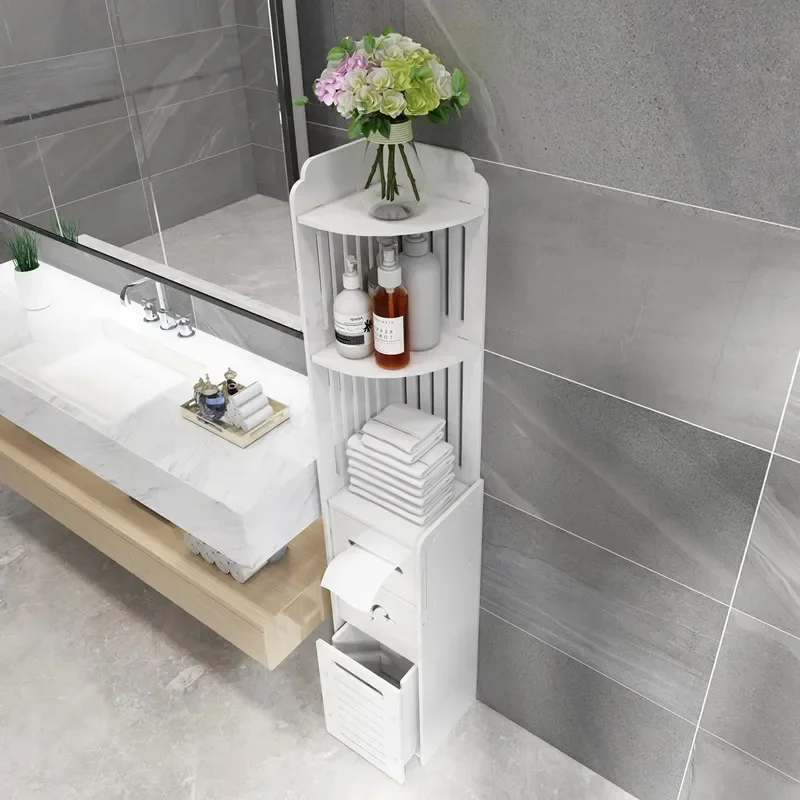 Home Floor Type Corner High-capacity Bathroom Cabinets Toilet Crevice Storage Racks   Shower Room Multifunctional Side Cabinet