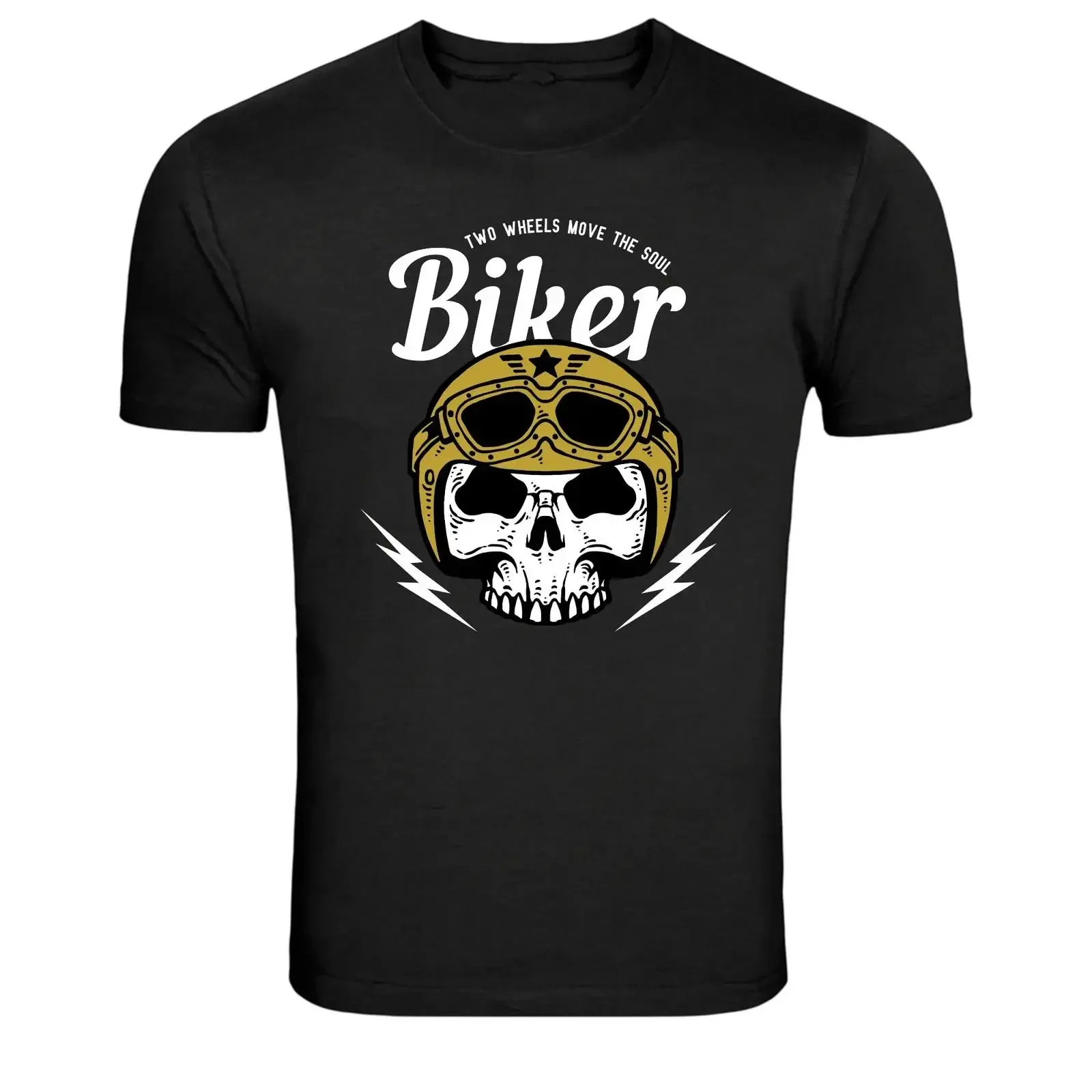 Biker Skull Helmet Two Wheels Move The Soul T-Shirt, Vintage-Stil, gewaschen, bequem, grafisch, vielseitig, Streetwear, stilvoll, atmungsaktiv