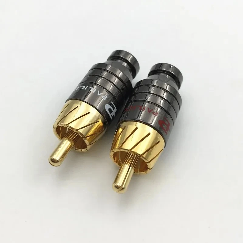 Hifi 4 قطعة 5 مللي متر قطر كابل RCA محول القابس الصوتي موصل لحام مطلية بالذهب النحاس Paliccs RCA محول القابس موصل