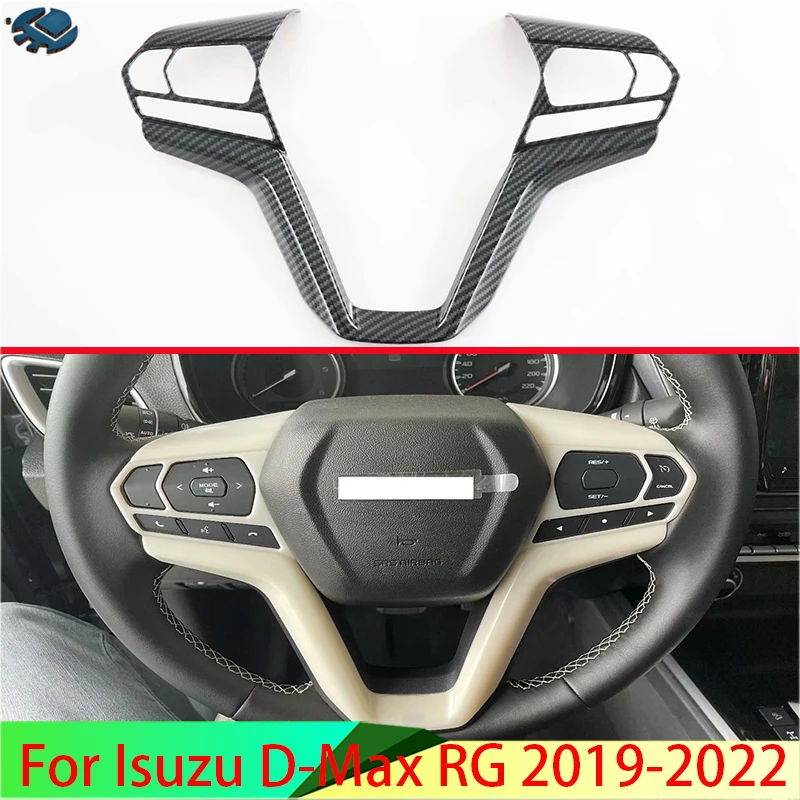 Para Isuzu d-max RG 2019-2022 estilo de fibra de carbono cubierta de Panel de volante moldura de bisel insertar insignia moldura guarnición