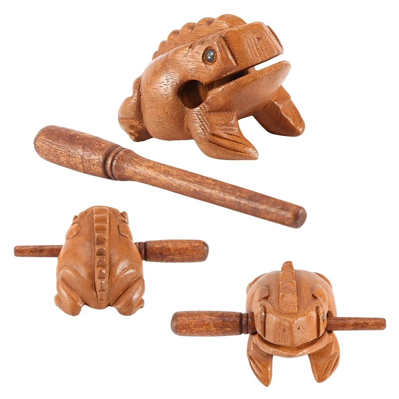 Thai Lucky Wooden Frog, Traditional Handcrafted Musical Instrument, Home Office Desk Decor