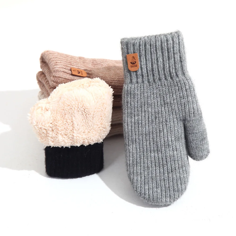 1 Paar Winter-Wollhandschuhe, thermisch, kältebeständig, volle Finger, mit Plüsch gefüttert, dicke warme Handschuhe für Erwachsene, Schulreisen, Aktivitäten