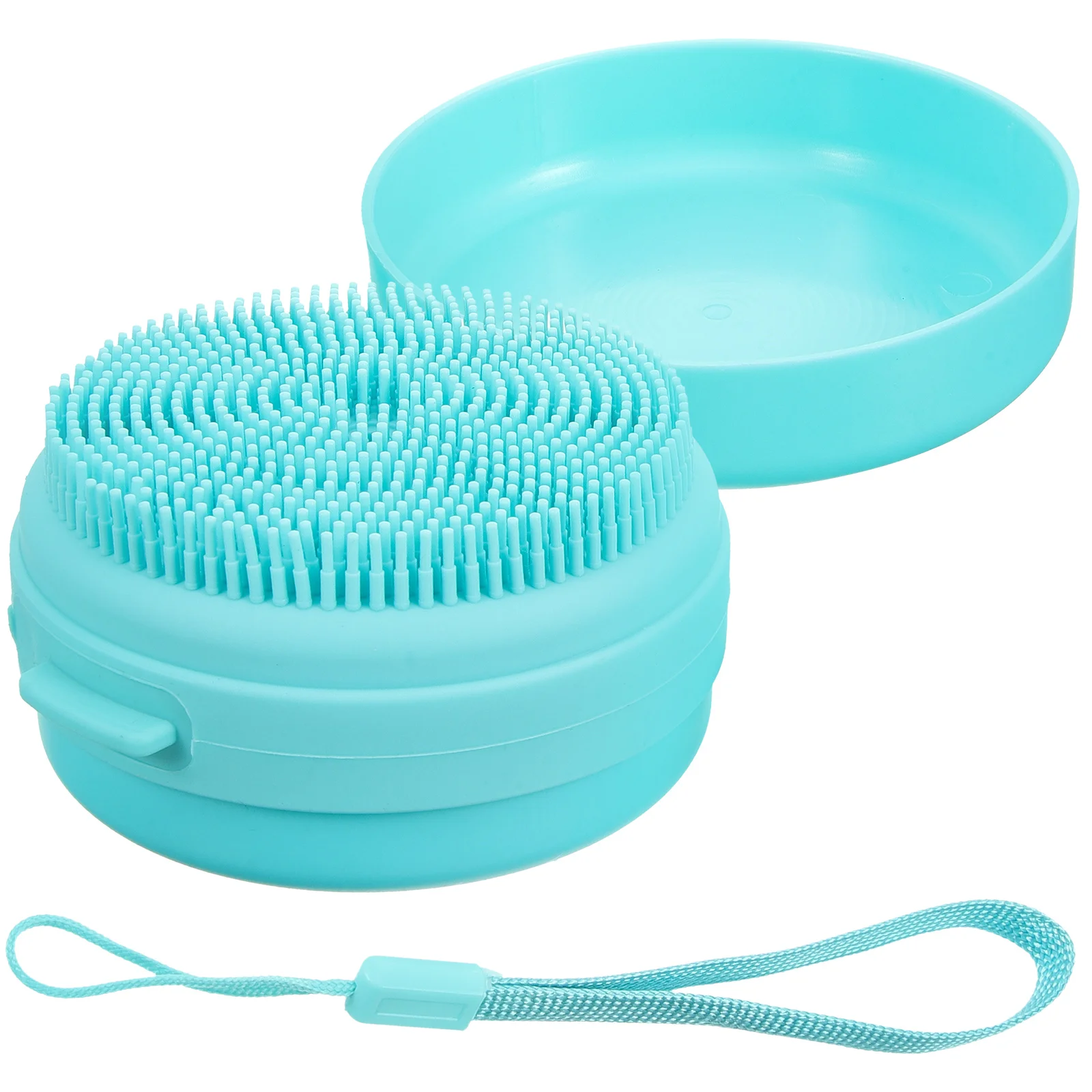

Silicone Bathing Brush Gentle Skin Friendly Shower Cleaning Tool with Soap Box for Adults Touch Blue Color