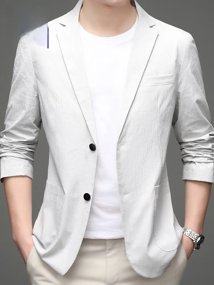 

Lnd Высококачественный удобный мужской костюм в Корейском стиле, весенне-осеннее модное универсальное однотонное деловое пальто для среднего возраста...