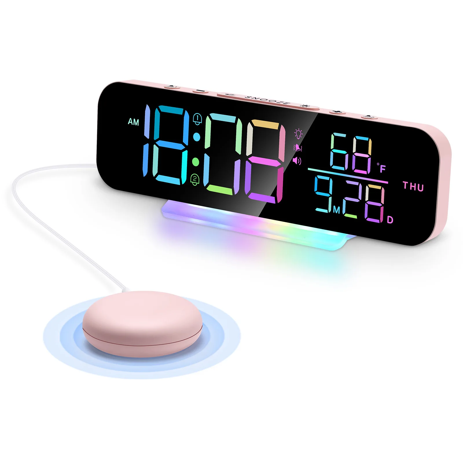 Digital Clock with Led Night Light Alarm Clock Desktop Super Loud Vibrating Alarm Clock Vibrating Alarm Clock for Deaf Mutes