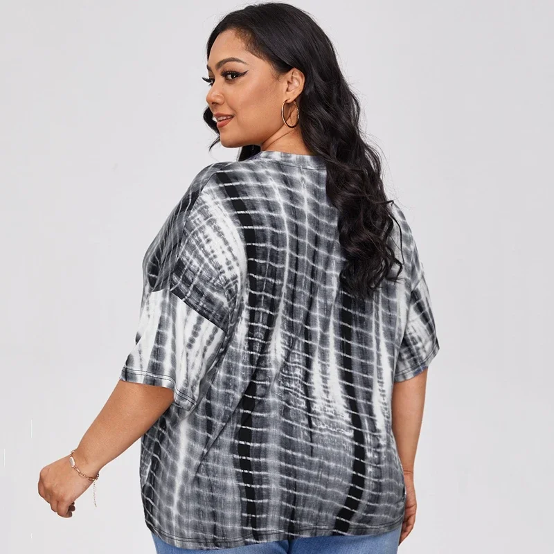 Plus Size Summer Casual T-shirt Women 3XL 4XL 5XL 6XL 7XL Female Half Sleeve Loose Street Tie Dye Tops Ladies Large Size Tee 8XL