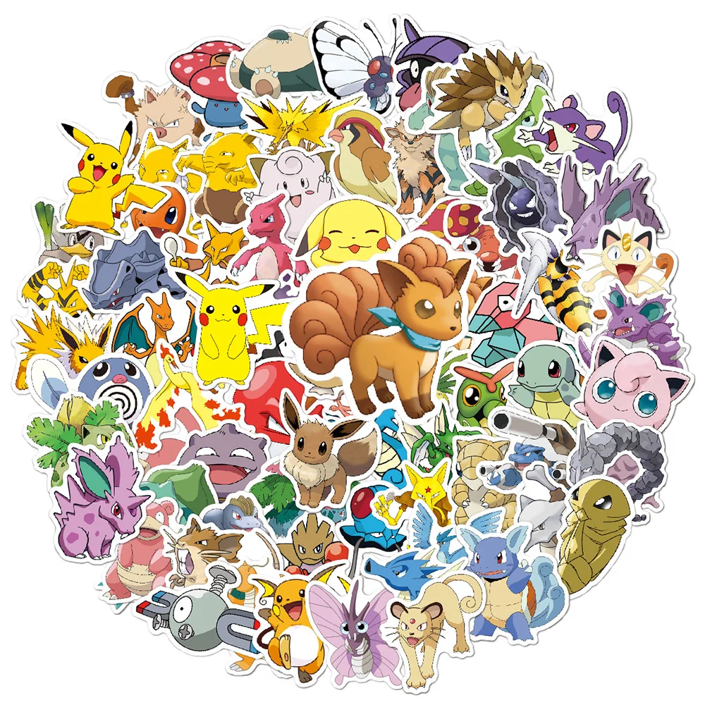 

10/30/50/100pcs Cute Anime Pokemon Pikachu Stickers Funny Graffiti Decals for Kids Toy Phone Skateboard Notebook Cartoon Sticker