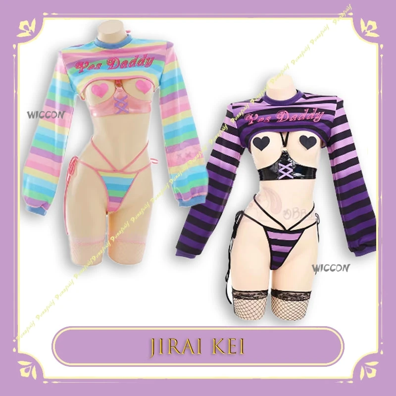 

‌ ‌ ‌ ‌ ‌ Аниме горничная косплей костюм женский сексуальный контрастный цвет боди с длинными рукавами носки костюм кролика для девочек полосатая форма бикини ‌