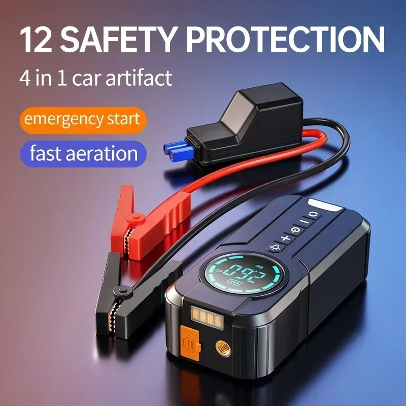 10000mAh Car Jump Starter Air Pump Power Bank Lighting Portable Air Compressor 4 In 1 Cars Battery Starters Auto Tyre Inflator