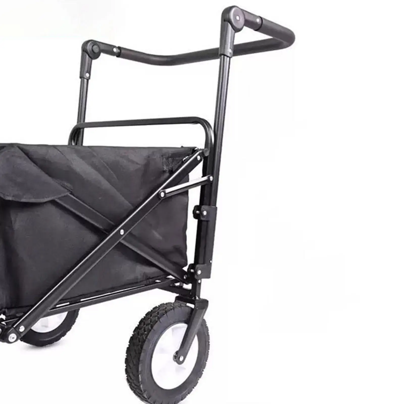 Folding Wagon Handle Black Iron Plastic Foam Adjustable Attachment Direct Replace Accessory for Outdoor Trolley