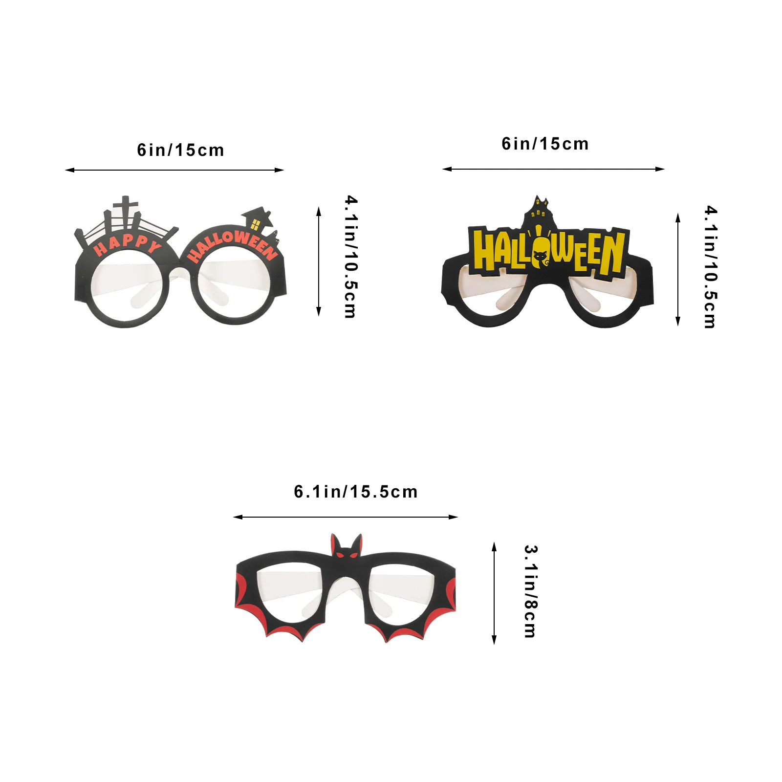 6Pcs Halloween Glasses Frames Unique Light Funny Eyeglasses Prop Kids Halloween Party Supplies Cosplay Props Glasses Frames Prop