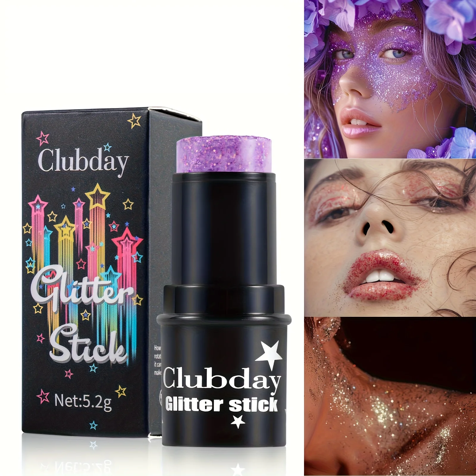 2 stick glitter multiuso per viso e corpo – Pastello evidenziatore ombretto luccicante, trucco olografico per festival