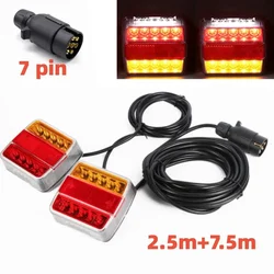 1 Set 12V Rear Towing Tail Light Magnetic LED Trailer 10m Cable 7 Pin Plug Brake Stop License Number Plate Reflector Waterproof