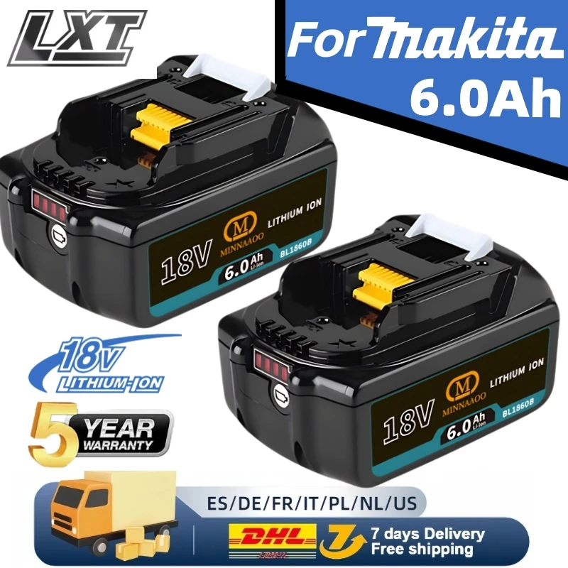 

100% NEW Original For Makita 18V 6Ah Rechargeable Battery BL1850b BL1850 BL1860 BL1860 BL1830 BL1815 for Cordless Drills