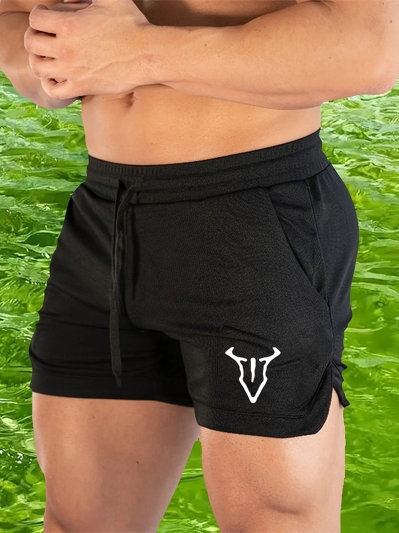 Muscle Running Shorts, Animal Printed Quick Drying Breathable Marathon Shorts, 3-minute Fitness Beach Pants, Tight Mesh Fabric