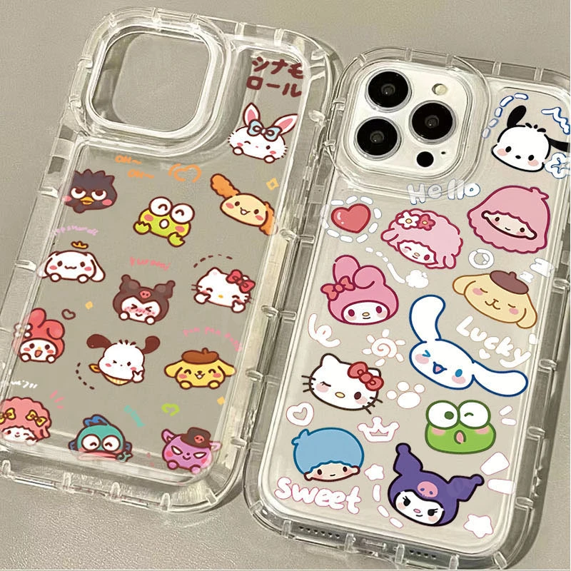 Sanrio Hello Kitty Melody Clear Case for iPhone 15 14 13 12 11 Pro Max XR XS X 8 7 6 6S Plus SE 2020 Shockproof Silicone Cover