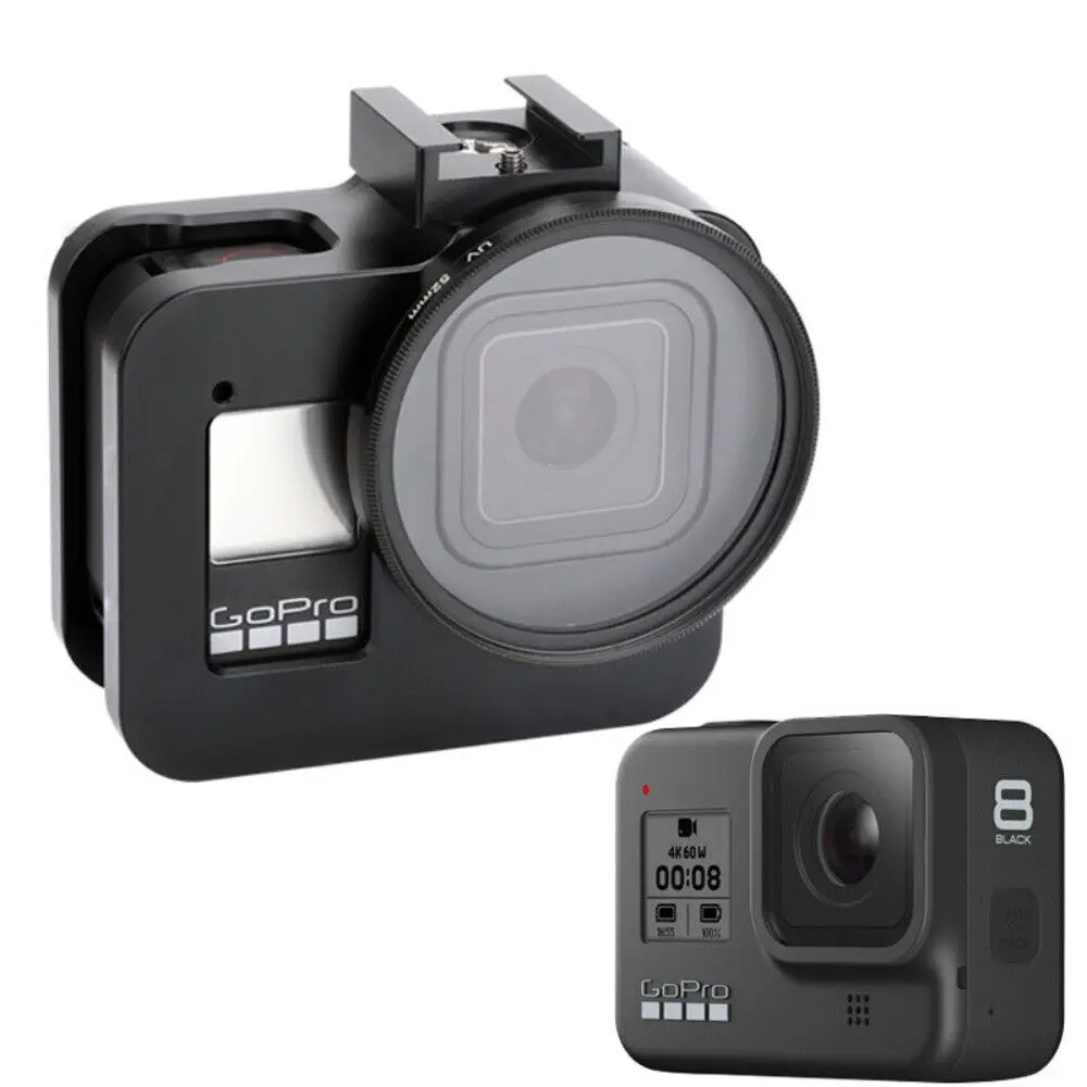 

Aluminum Alloy Cage with 52mm UV Lens Cover for GoPro Hero 8 Black Camera